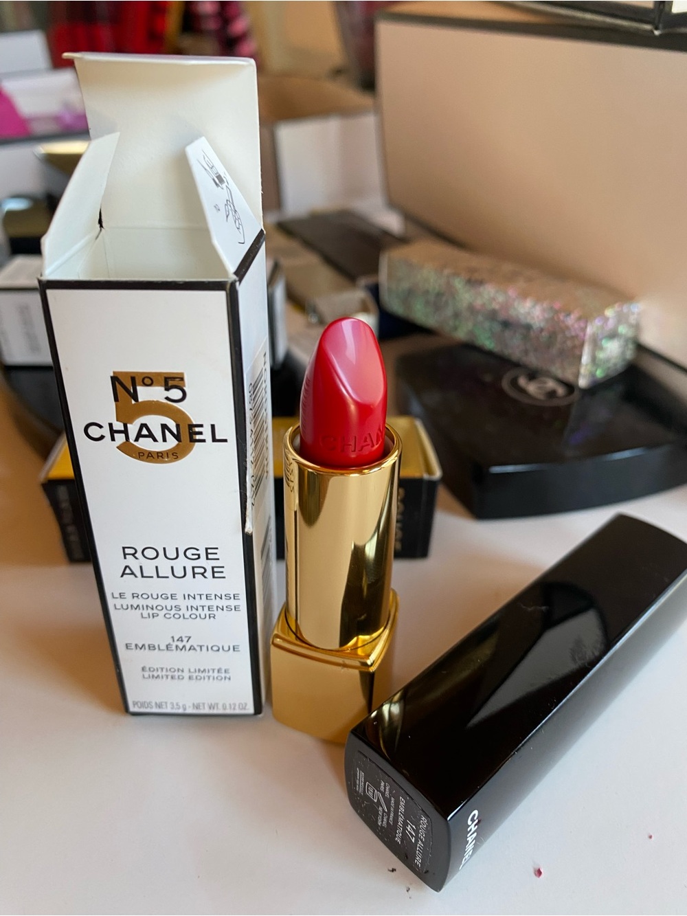 CHANEL Rouge Allure Lipstick 147 Emblematique - Bright Red